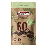 Torras Stevia Schoko Drops, 60% Kakaogehalt, Schokoladen Drops ohne Zuckerzusatz, Bigpack (1.000g)