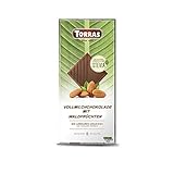 Torras Stevia Schokolade, Schokolade ohne Zuckerzusatz, Vollmilchschokolade mit Mandeln, Tafel (100g)