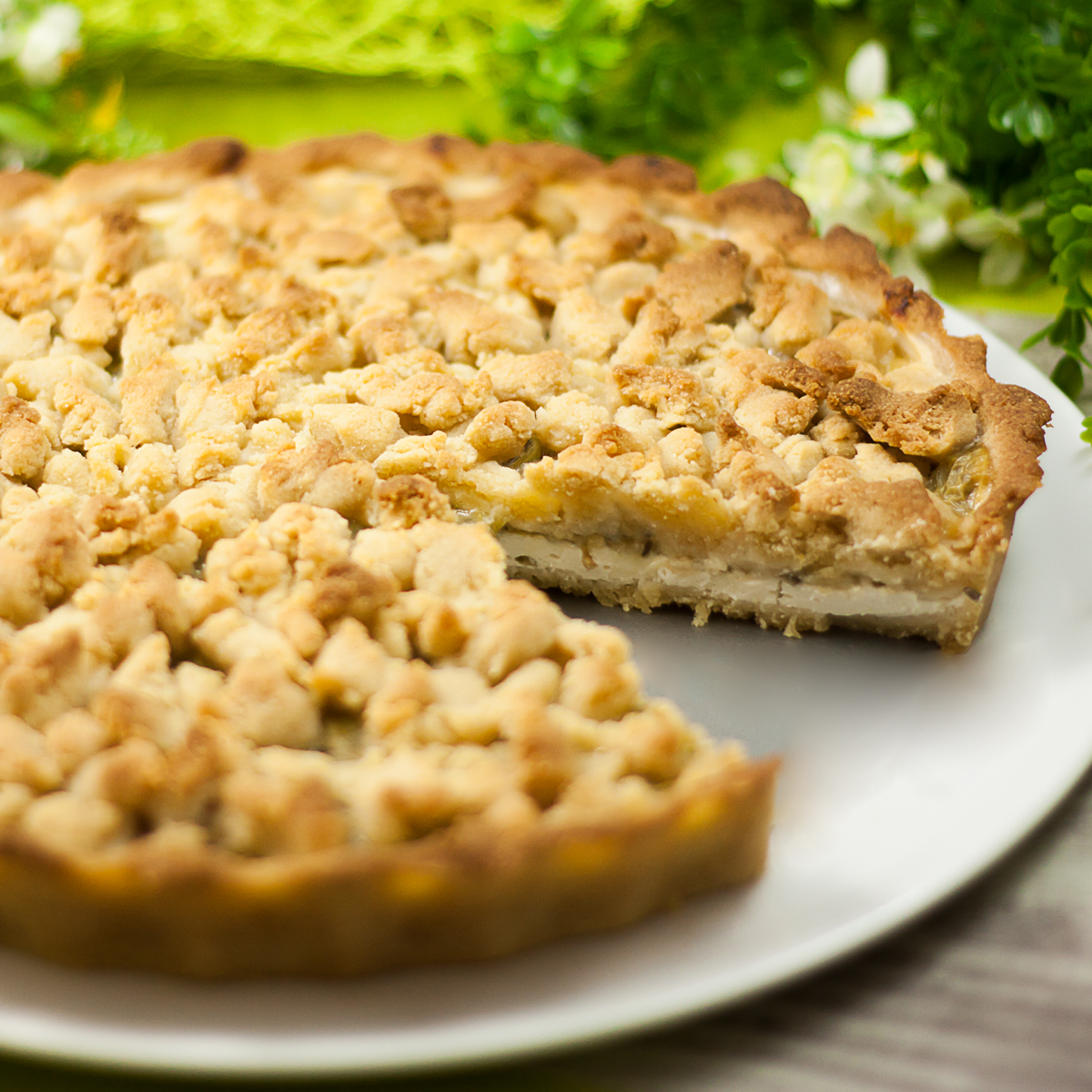 Leckerer Low Carb Stachelbeerkuchen mit Streusel &amp; Quark
