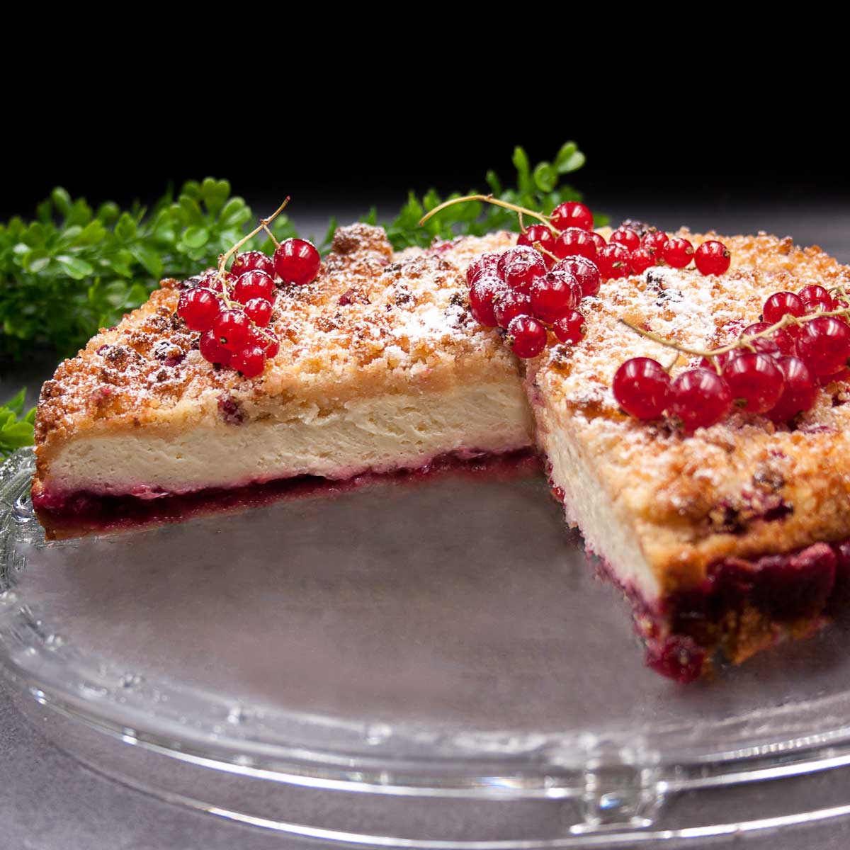 Low Carb Johannisbeer-Quark-Kuchen mit köstlichen Streusel