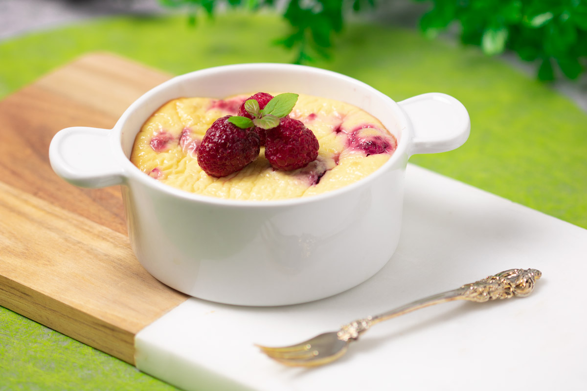 One-Person-Cheesecake mit Himbeeren