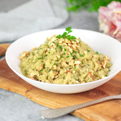 Das Bärlauch-Risotto ist lecker Low Carb und vegan!