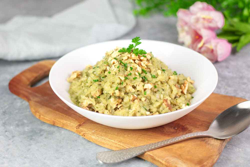 Veganes Bärlauch-Risotto ohne Kohlenhydrate