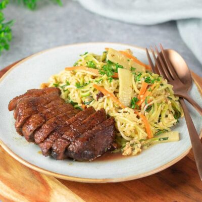 Diese gebratenen Zoodeln sind lecker Low Carb und glutenfrei.