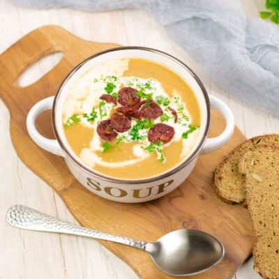 Leckere Low Carb Kartoffelsuppe aus Sellerie.