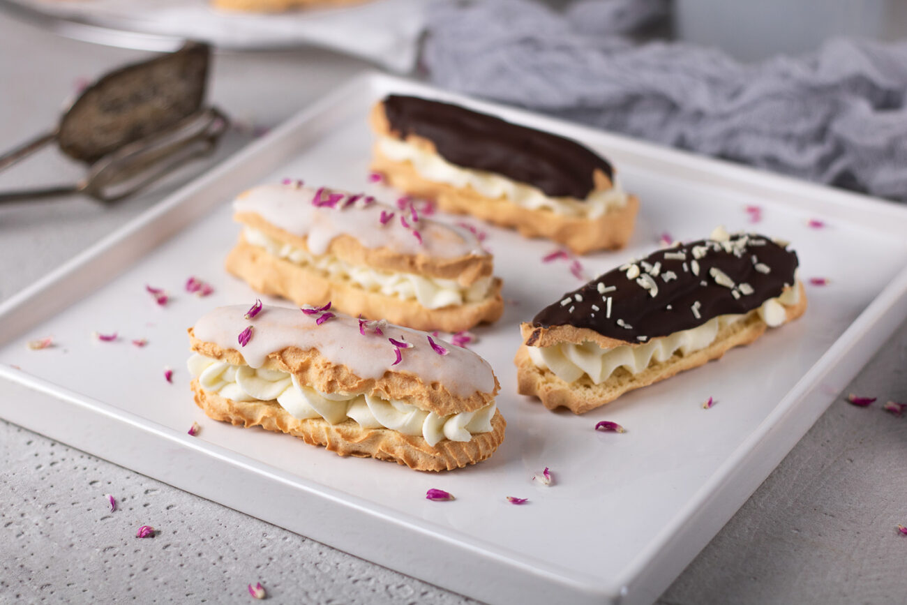 Super leckere Low Carb Eclairs mit Vanillecreme