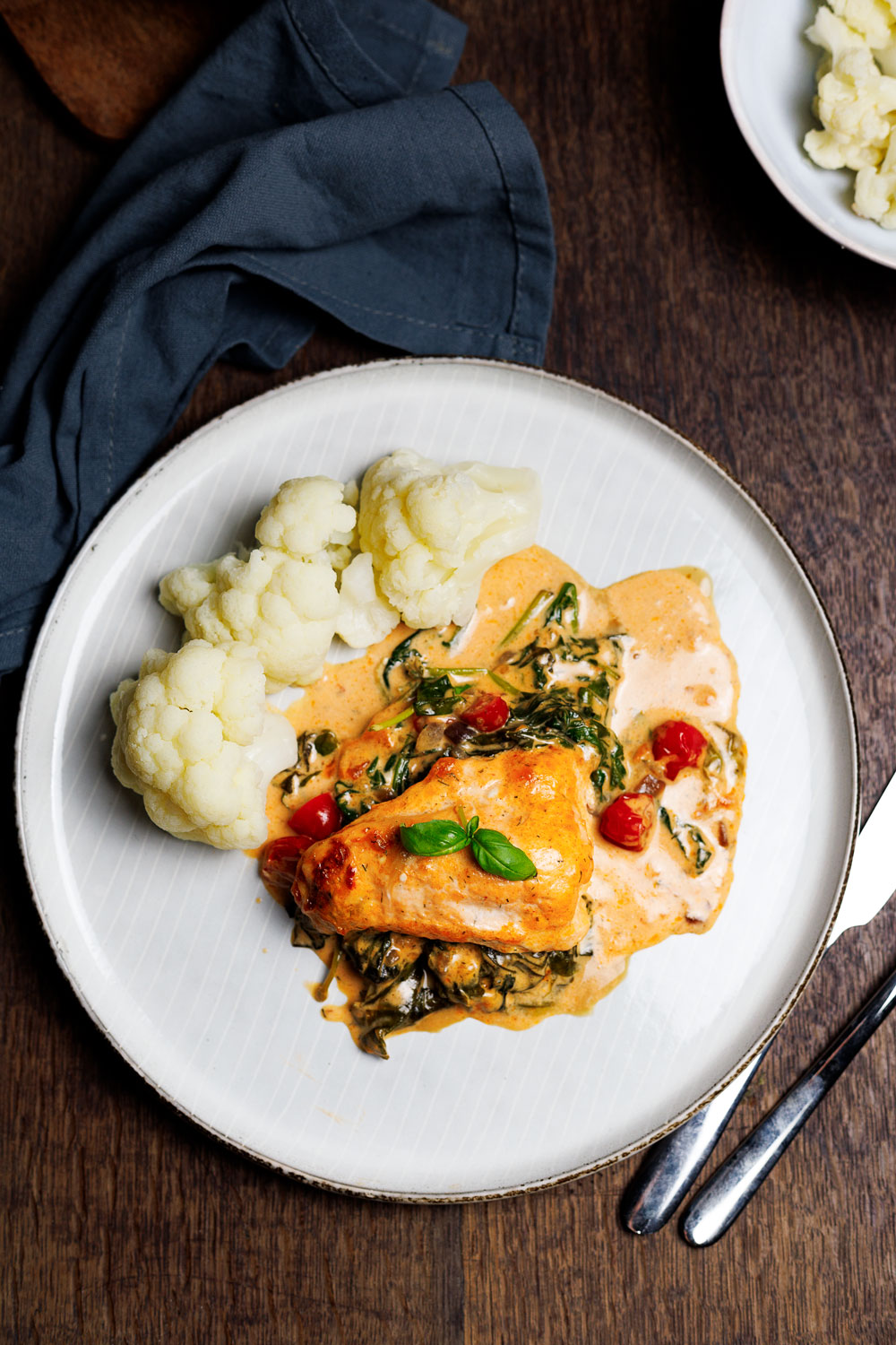 Lachs-Spinat-Gratin mit Blumenkohl