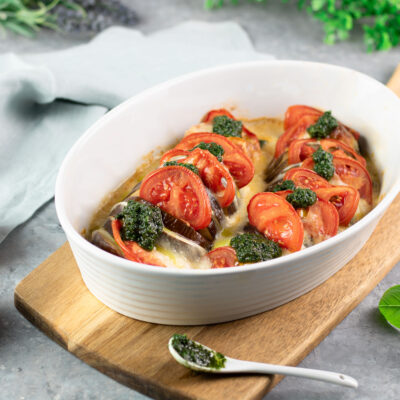 Aubergine Caprese Low Carb Mittagessen