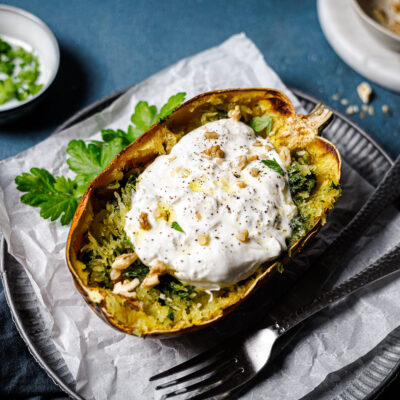 Low Carb Spaghettikürbis mit Burrata