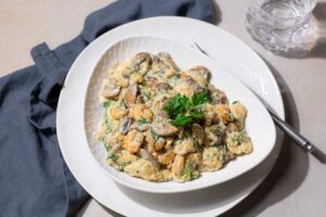 Low Carb Scherennudeln mit Garnelen und Pilze