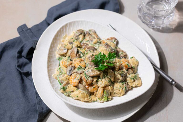 Low Carb Scherennudeln mit Garnelen und Pilze