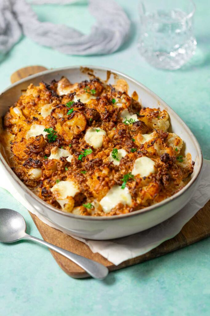 Glutenfreier Blumenkohl-Hack-Auflauf