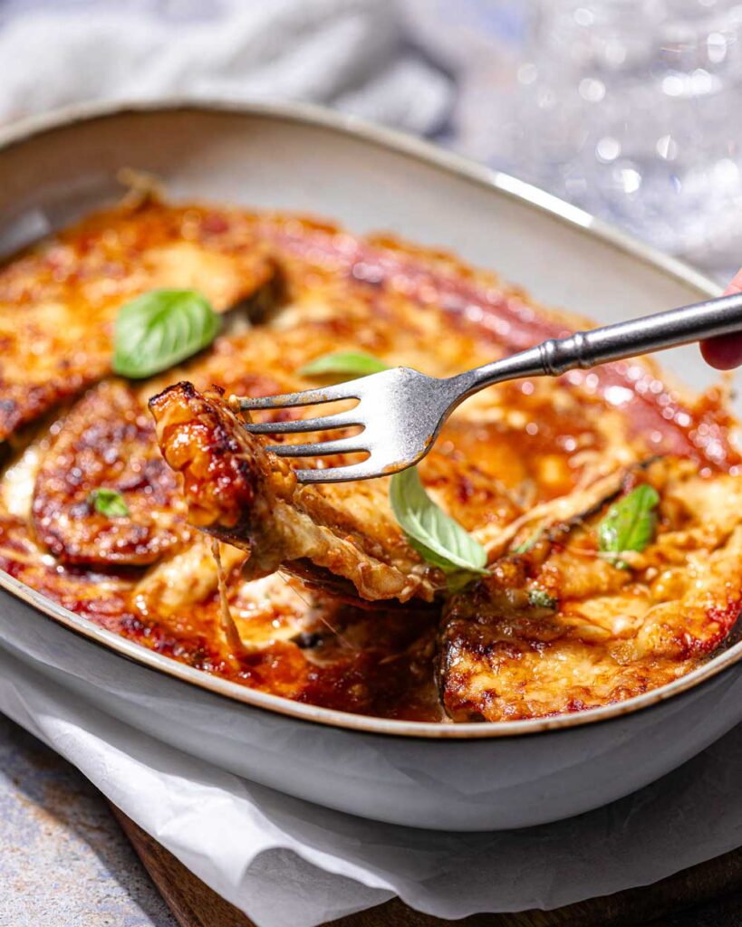 Glutenfreie überbackene Auberginen